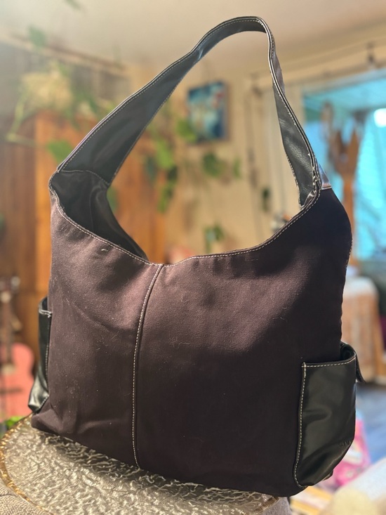 Givenchy Parfums Black Canvas & Leather Hobo Tote Bag Tassel Large Purse • Rare - Picture 8 of 16